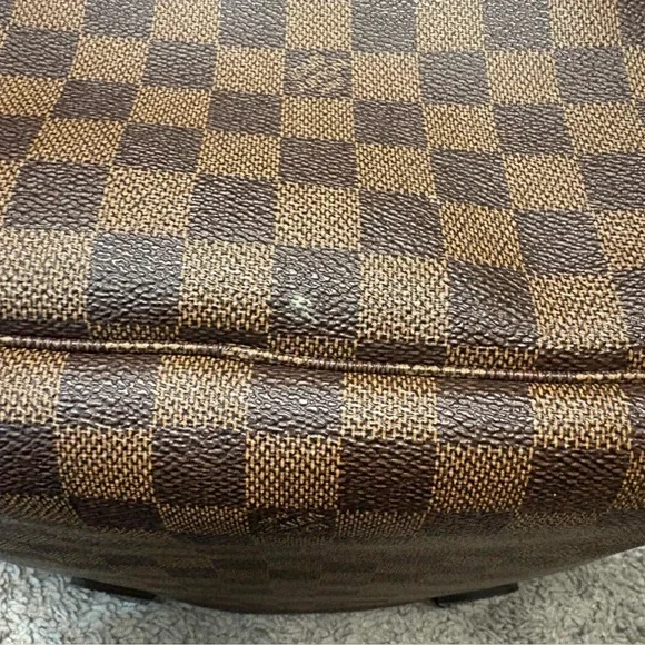 Brown Checkered Tote Bag with Pouch - Picture 7 of 7